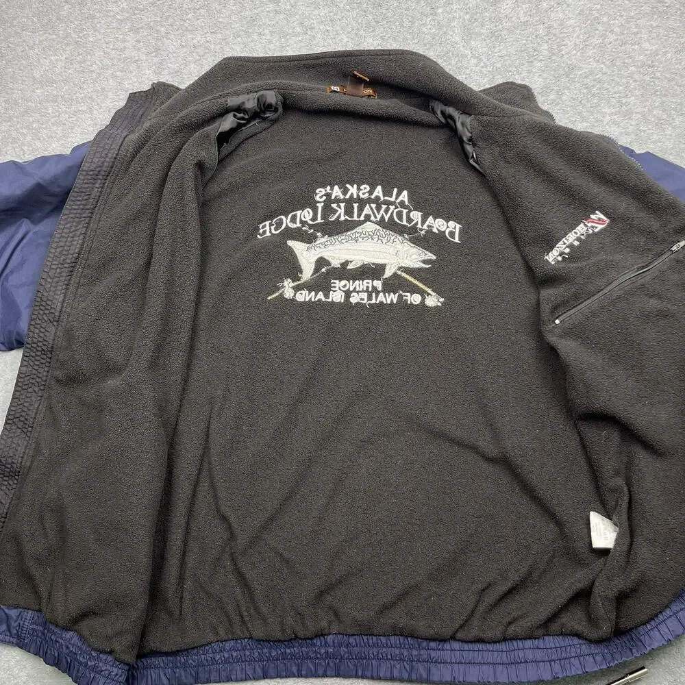 Harriton Full Zip Fleece Lined Windbreaker Jacket Navy Men’s XL Back Embroidered